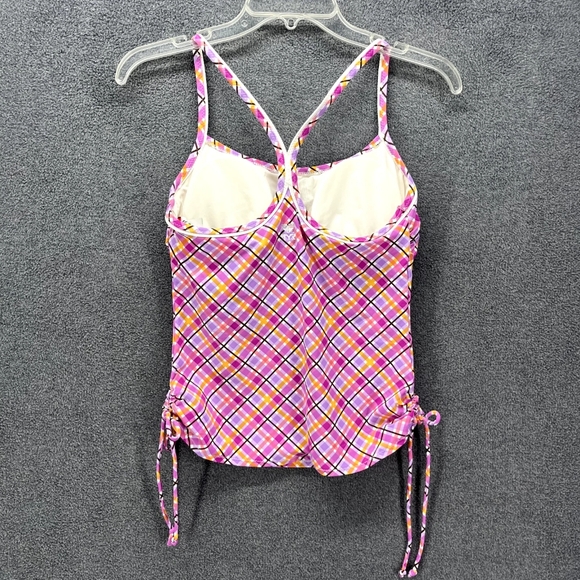 TYR Pink and Yellow Plaid Kids Swim One Piece - Picture 2 of 4